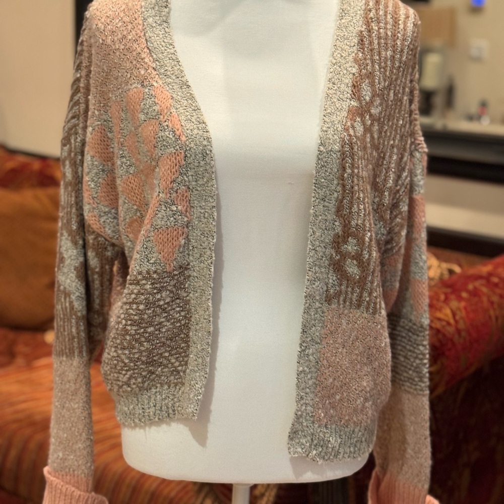 Sincerely Jules Pink and Gray Cardigan Sweater
